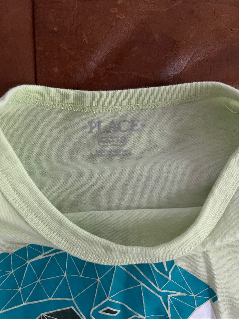 The Children's Place Light Green Tee with Teal Geometric Dino - Picture 2 of 3